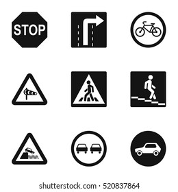Sign warning icons set. Simple illustration of 9 sign warning vector icons for web