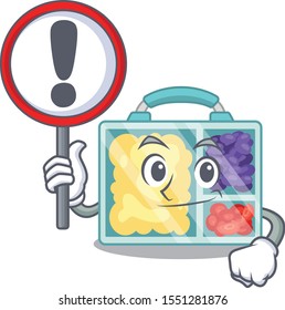 with sign warning lunch box cartoon with the character