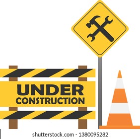 sign warning under construction
