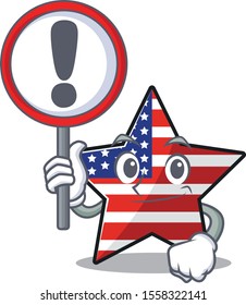 with sign warning usa star isolated with cartoon shape