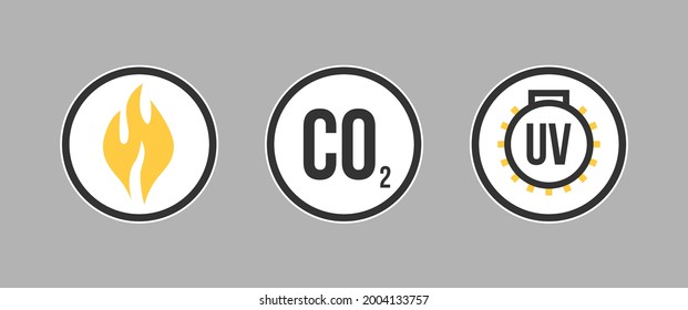 advertencia de signos para el riesgo biológico de gases de dióxido de carbono tóxicos por radiación uv. advertencia radiactiva. etiqueta biológica de laboratorio