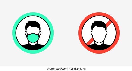 Sign warning to wear respiratory mask / medicine & hygiene icon