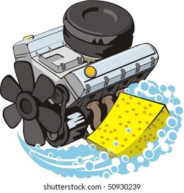 sign of the washer of the car engines