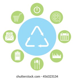 sign waste processing, web icon. 