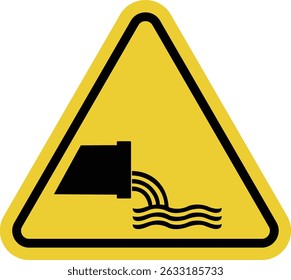 Sign waste water. Waste or polluted water that may pose a health hazard and environmental pollution. Avoid contact with water. Warning yellow triangle road sign.