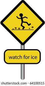 Sign watch for ice,  vector background Attention