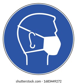 Sign to wear a face pollution mask, medical mask, vector 