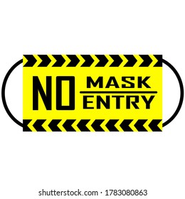 Sign wear mask attention, black-yellow, line police sign, corona virus, sign enter room