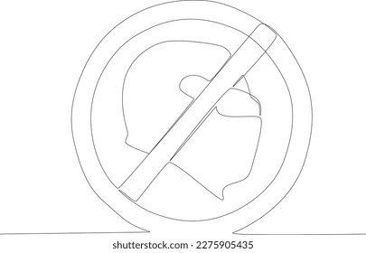 A sign wearing terrorist clothing. Anti-terrorism day one line drawing