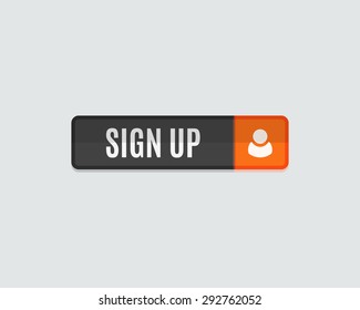 Sign up web button, rectangle. Modern flat design website icon and design element