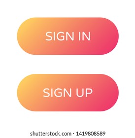 sign in sign up web buttons set. filled ui web buttons in flat style. rounded vector buttons on trendy gradients for web and ui design