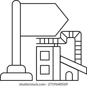 A sign with a white arrow pointing to the right. The sign is on a pole. The pole is next to a building