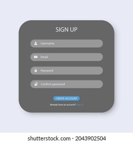 Sign up window box interface template. Vector illustration