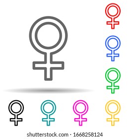 sign of a woman multi color style icon. Simple thin line, outline vector of web icons for ui and ux, website or mobile application