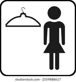 A sign for a womens locker room. A flat image on a white background. Vector images.