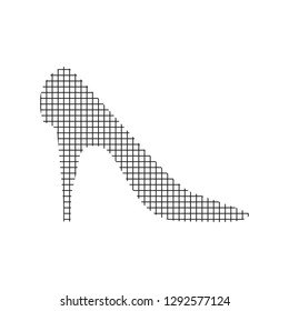 Sign women's shoe, black on a white background, squares, vector