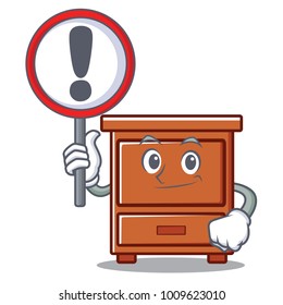 With sign wooden drawer character cartoon