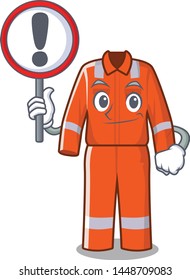 With sign working overalls in the cartoon shape
