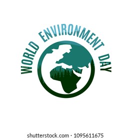 Sign world environment day. Text around the globe