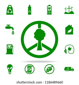 sign world and tree green icon. greenpeace icons universal set for web and mobile