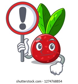 With sign yangmei fruit in a cartoon basket