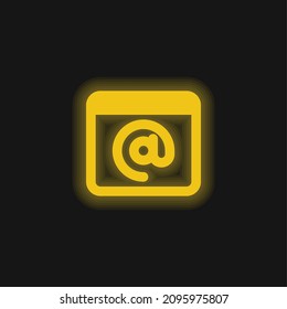 At Sign yellow glowing neon icon