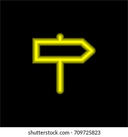 Sign yellow glowing neon ui ux icon. Glowing sign logo vector