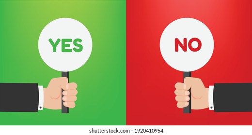 Sign yes or no. Placard Yes or No. Votes concept. Disagree, agree, feedback. Vector stock