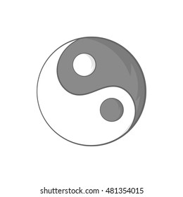 Sign yin yang icon in black monochrome style isolated on white background. Religion symbol vector illustration