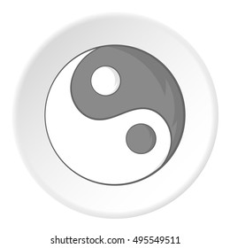 Sign yin yang icon in cartoon style isolated on white circle background. Religion symbol vector illustration