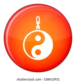 Sign yin yang icon in red circle isolated on white background vector illustration