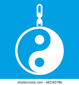 Sign yin yang icon white isolated on blue background vector illustration