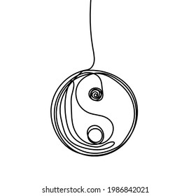 Sign of yin and yang as line drawing on the white background. Vector