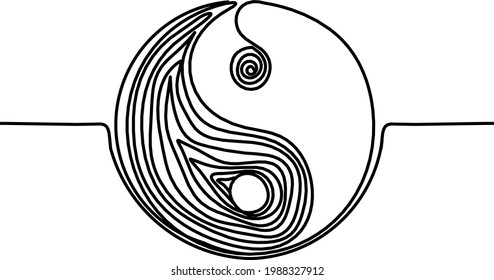 Sign of yin and yang as line drawing on the white background. Vector