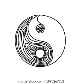 Sign of yin and yang as line drawing on the white background. Vector