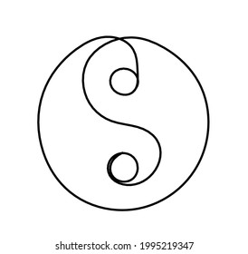 Sign of yin and yang as line drawing on the white background. Vector