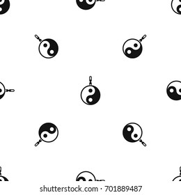 Sign yin yang pattern repeat seamless in black color for any design. Vector geometric illustration