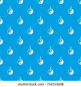 Sign yin yang pattern repeat seamless in blue color for any design. Vector geometric illustration