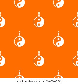 Sign yin yang pattern repeat seamless in orange color for any design. Vector geometric illustration