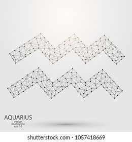 Sign of the zodiac Aquarius composed of 3D triangles, lines, dots and formations. Vector illustration of the EPS 10.