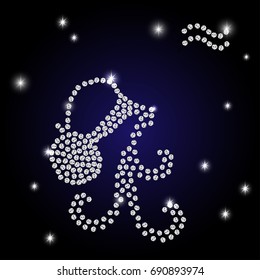 Sign of the zodiac Aquarius is the starry sky, vector Illustration. Contour icon.