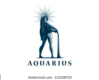 Sign of the zodiac Aquarius. Vector illustration.