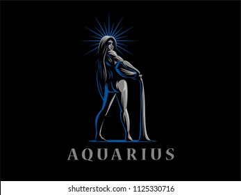 Sign of the zodiac Aquarius. Vector illustration.