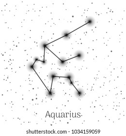 Sign zodiac aquarius, white sky background, realistic. Astrological symbol of calm and melancholy. Vector illustration of ancient sacral image