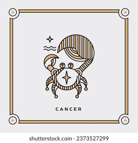 Sign of the zodiac Cancer. Horoscope sign line art silhouette design vector illustration.