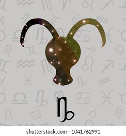 Sign of the zodiac Capricorn. Vector illustration.