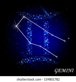 Sign of the Zodiac - Gemini. Composed of stars.