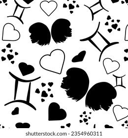 Sign of the zodiac. Gemini. Seamless wallpaper.