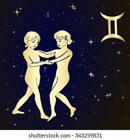 Sign of the zodiac Gemini is the starry sky, vector Illustration.  