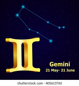 Sign of the zodiac Gemini is the starry sky, vector Illustration.
